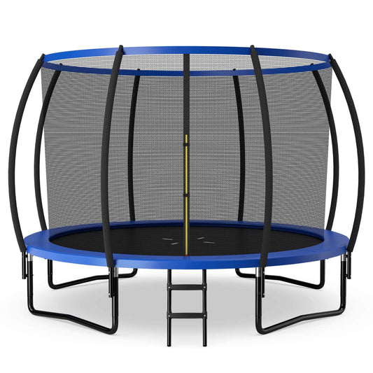 12ft ASTM Approved Recreational Trampoline with Ladder-Black | Costway