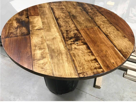1 Round Table Top | Maple Plank Table Top | Rustic Wood Table Top | Round Rustic Table Top | Unfinished Table Top | Wine Barrel Top